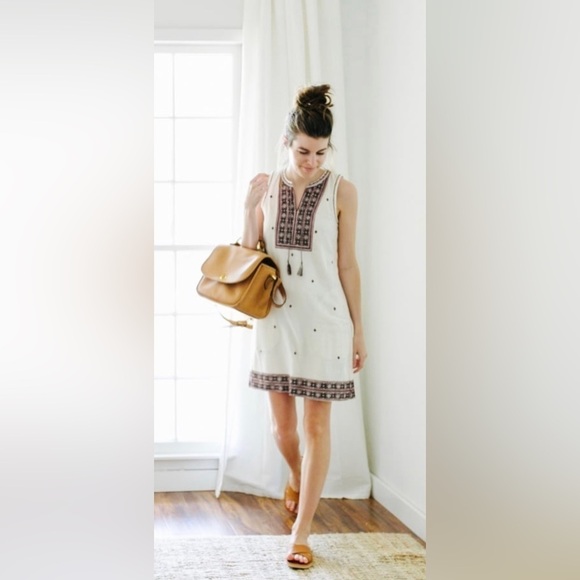 MADEWELL SUNCOAST EMBROIDERED SHIFT DRESS BRIGHT IVORY SIZE 8 100% COTTON - Picture 8 of 16